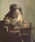 Jan Vermeer The Lacemaker (mk05) oil on canvas